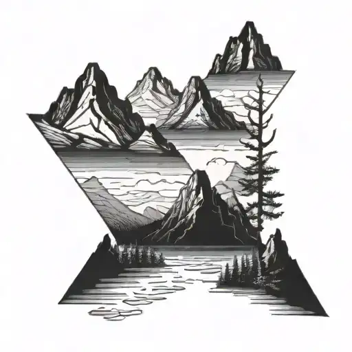 mountains, with blue sky fading away tattoo design idea
