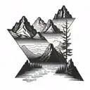 mountains, with blue sky fading away tattoo design idea
