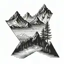 mountains, with blue sky fading away tattoo design idea