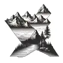 mountains, with blue sky fading away tattoo design idea