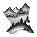 mountains, with blue sky fading away tattoo design idea