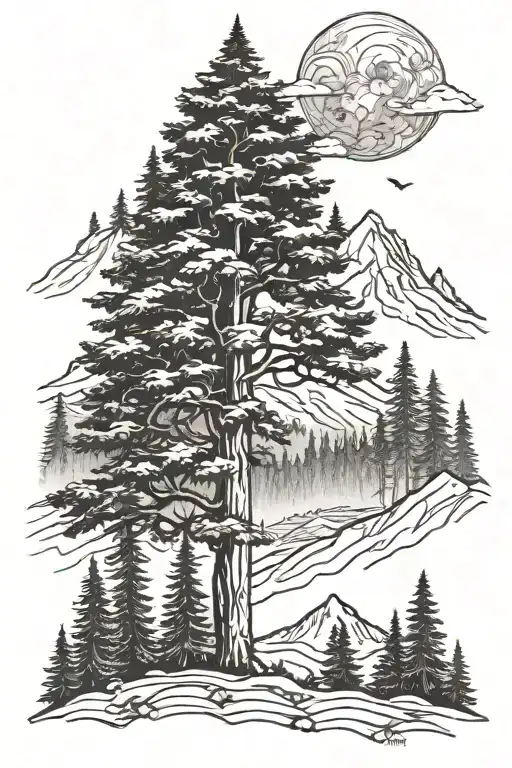 mt rainier flower trees Sasquatch tattoo design idea