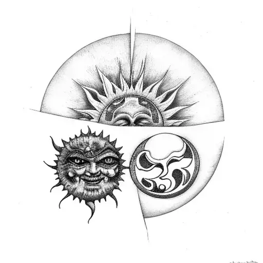 Sun and Moon tattoo design idea