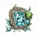 aquamarine gem encased in number 13 tattoo design idea