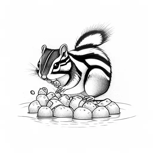 chipmunk reaching for berries  tattoo design idea