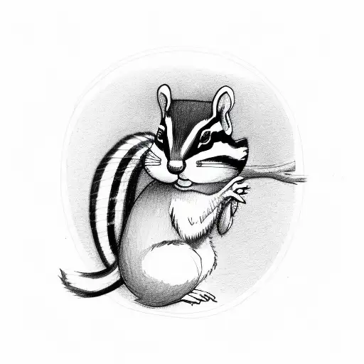 chipmunk on a branch grabbing berries tattoo design idea
