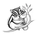 chipmunk on a branch reaching for berries  tattoo design idea