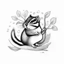 chipmunk on a branch reaching for berries  tattoo design idea