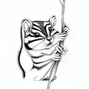 chipmunk on a branch reaching for berries  tattoo design idea