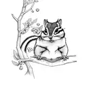 chipmunk on a branch reaching for berries  tattoo design idea