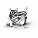chipmunk with small berry branch tattoo design idea