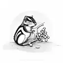 chipmunk with small berry branch tattoo design idea