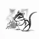 chipmunk with small berry branch tattoo design idea