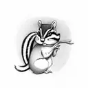 chipmunk on a branch grabbing berries tattoo design idea