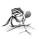 chipmunk on a branch grabbing berries tattoo design idea