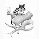 chipmunk on a branch grabbing berries tattoo design idea
