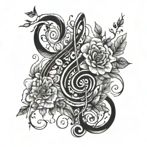 Combining musical notes with elements of nature (such as trees or flowers) to create a harmonious tattoo design tattoo design idea