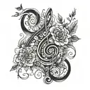 Combining musical notes with elements of nature (such as trees or flowers) to create a harmonious tattoo design tattoo design idea