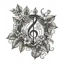 Combining musical notes with elements of nature (such as trees or flowers) to create a harmonious tattoo design tattoo design idea