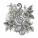 Combining musical notes with elements of nature (such as trees or flowers) to create a harmonious tattoo design tattoo design idea