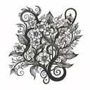 Combining musical notes with elements of nature (such as trees or flowers) to create a harmonious tattoo design tattoo design idea