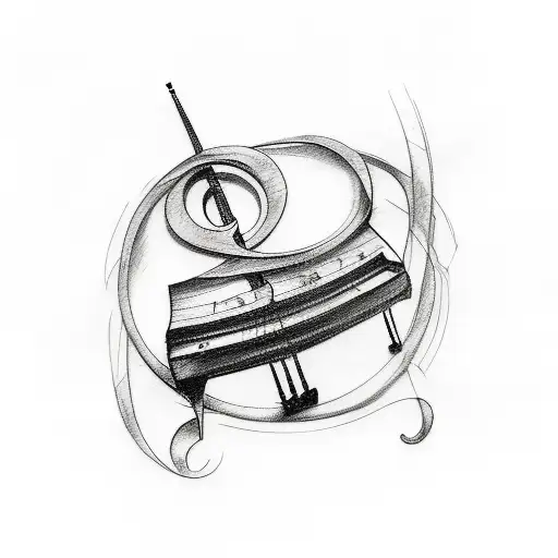 A sketch-style tattoo of a piano keyboard fading into a treble clef tattoo design idea
