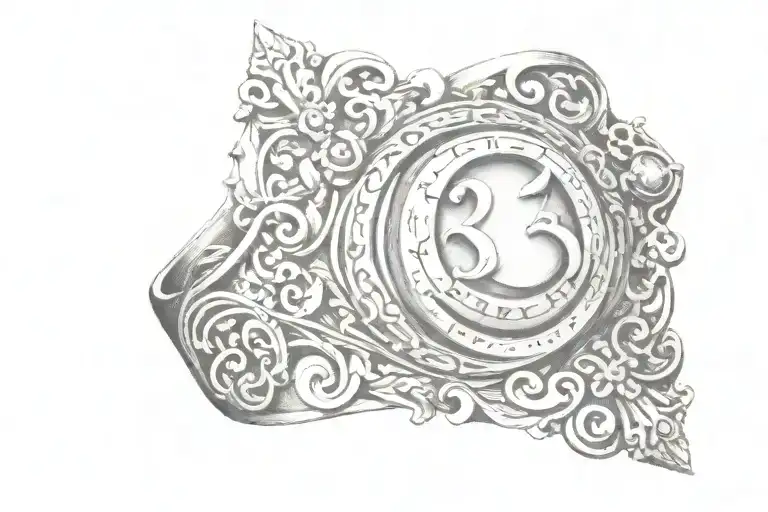 a ring tattoo featuring the numbers 333 angel number tattoo design idea