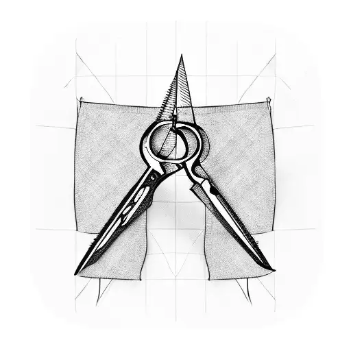 sewing scissor with two strips around it tattoo design idea