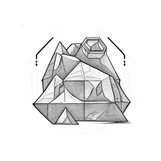 A square that includes camel, rock and a child tattoo design idea