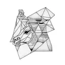 A square that includes camel, rock and a child tattoo design idea