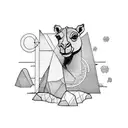 A square that includes camel, rock and a child tattoo design idea