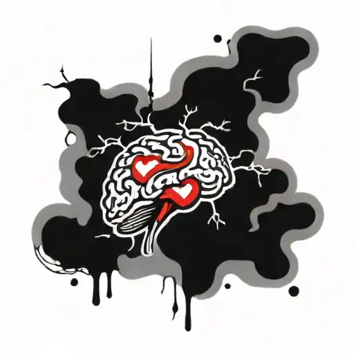 brain, heartbeat, injury, heart on half sleeve tattoo tattoo design idea