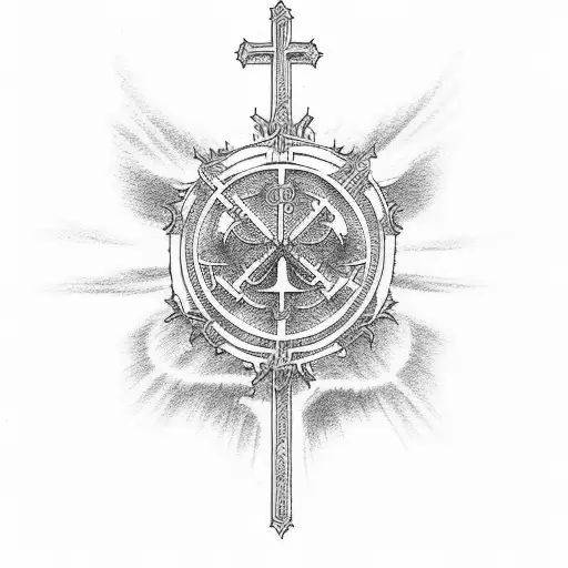 japanese christian cross tattoo design idea