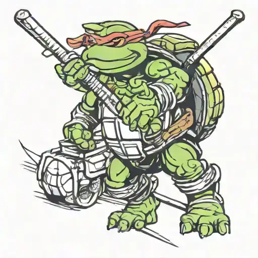 teenage mutant ninja turtles hockey tattoo design idea