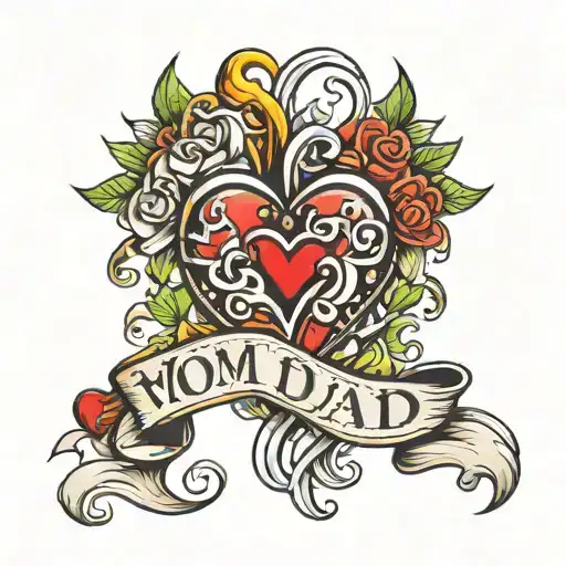 mom dad heart tattoo design tattoo design idea