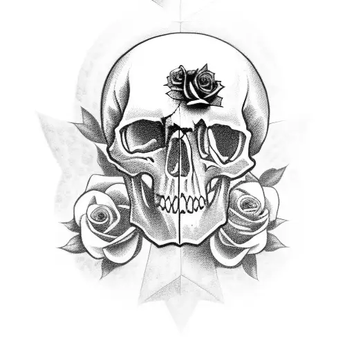skull ,roses, cross tattoo design idea