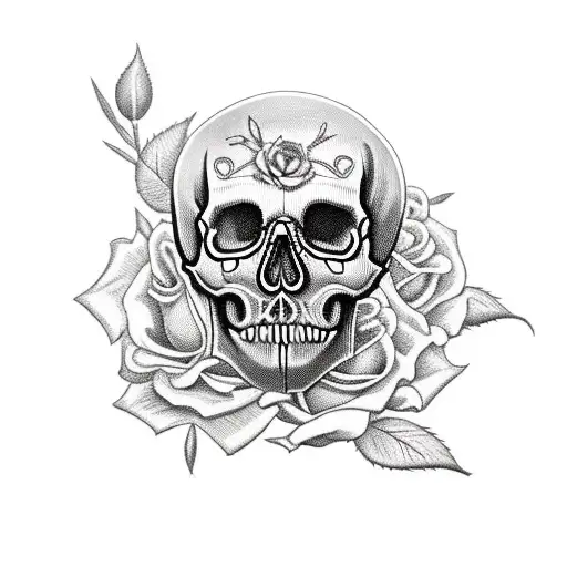 skull ,roses, cross tattoo design idea