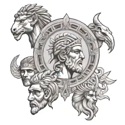 ancient greece tattoo flash sheet tattoo design idea