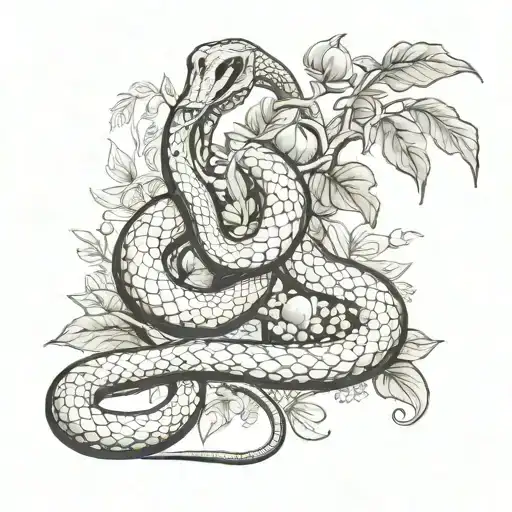 Garden of eden snake and forbidden fruit tattoo design idea