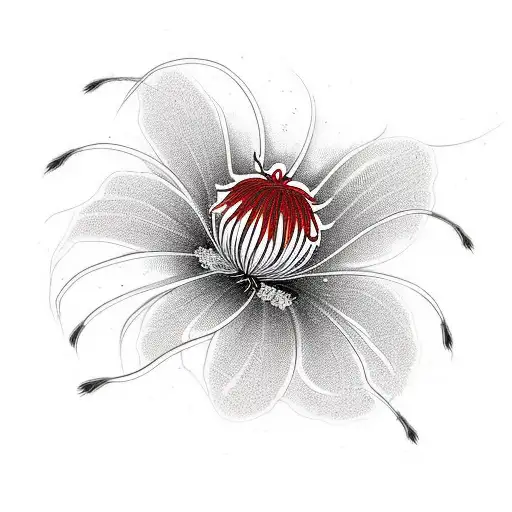 spider Lily, black and red colors tattoo design idea