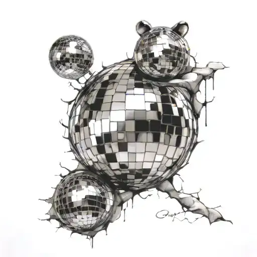 disco ball breaking tattoo design idea