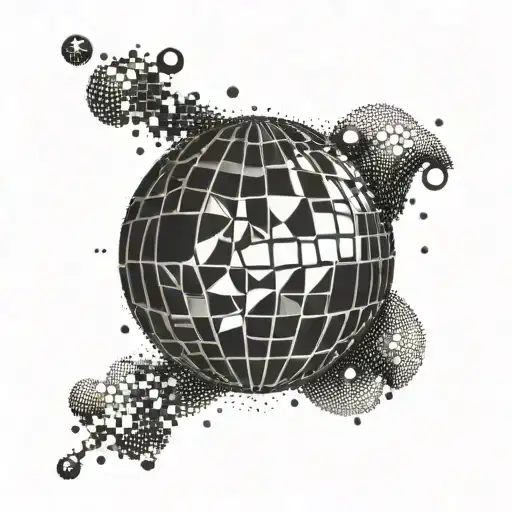 disco ball breaking tattoo design idea