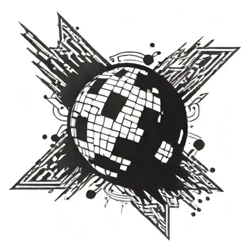 disco ball breaking tattoo design idea