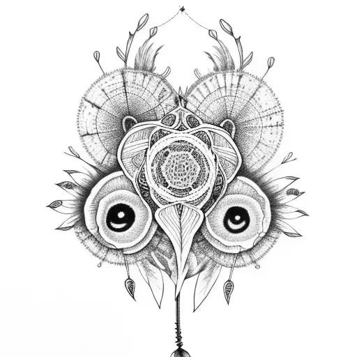 Flower with dreamcatcher, elephants, peacock feathers  tattoo design idea