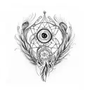 Flower with dreamcatcher with peacock feathers  tattoo design idea