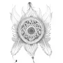 Flower with dreamcatcher with peacock feathers  tattoo design idea