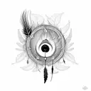 Flower with dreamcatcher with peacock feathers  tattoo design idea