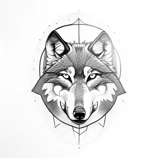 wolf on shield tattoo design idea