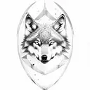 wolf on shield tattoo design idea
