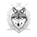 wolf on shield tattoo design idea